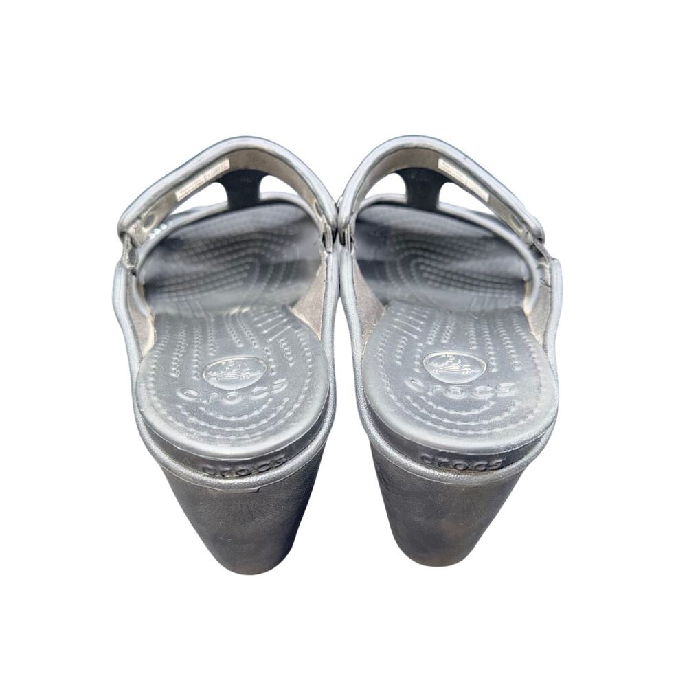 Crocs Black Open Toe Heeled Sandals Womens Size 9 Comfort Wedge - Picture 5 of 14